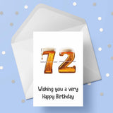 72nd Birthday Card with Beer Numbers