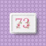 73rd Birthday Pretty Pink Flowers Edible Icing Cake Topper or Ribbon