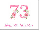 73rd Birthday Pretty Pink Flowers Edible Icing Cake Topper or Ribbon