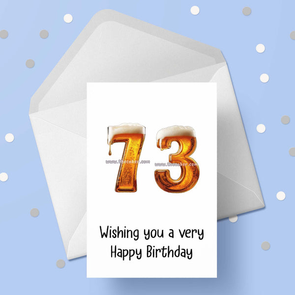 73rd Birthday Card with Beer Numbers