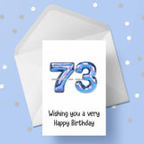 73rd Birthday Card with Blue Numbers