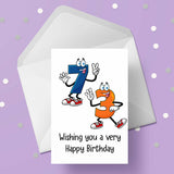 73rd Birthday Card with Cartoon Numbers