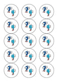 74th Birthday Funny Cartoon Numbers Edible Icing Cake Topper or Ribbon