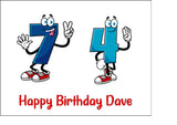 74th Birthday Funny Cartoon Numbers Edible Icing Cake Topper or Ribbon