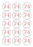 74th Birthday Pretty Pink Flowers Edible Icing Cake Topper or Ribbon