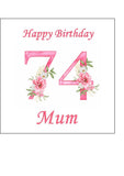 74th Birthday Pretty Pink Flowers Edible Icing Cake Topper or Ribbon