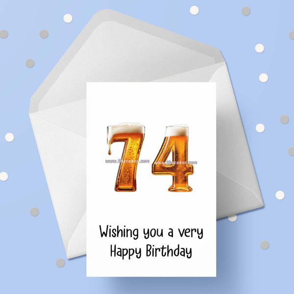 74th Birthday Card with Beer Numbers