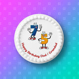 75th Birthday Funny Cartoon Numbers Edible Icing Cake Topper or Ribbon