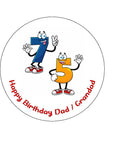 75th Birthday Funny Cartoon Numbers Edible Icing Cake Topper or Ribbon