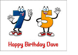 75th Birthday Funny Cartoon Numbers Edible Icing Cake Topper or Ribbon