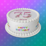 75th Birthday Flowers Edible Icing Cake Topper or Ribbon