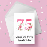 75th Birthday Flowers Edible Icing Cake Topper or Ribbon