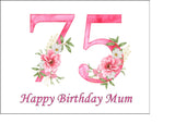 75th Birthday Flowers Edible Icing Cake Topper or Ribbon