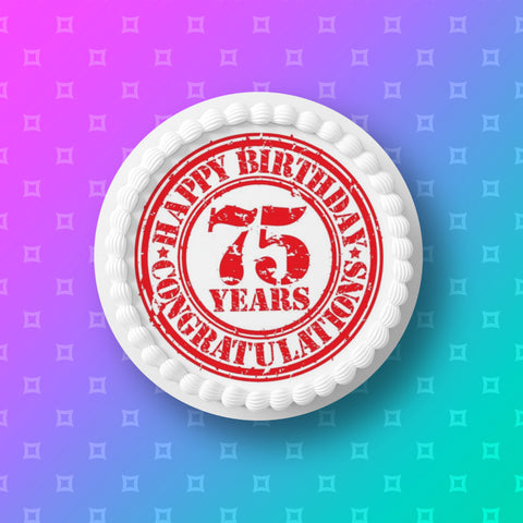 75th Birthday Edible Icing Cake Topper or Ribbon (02)