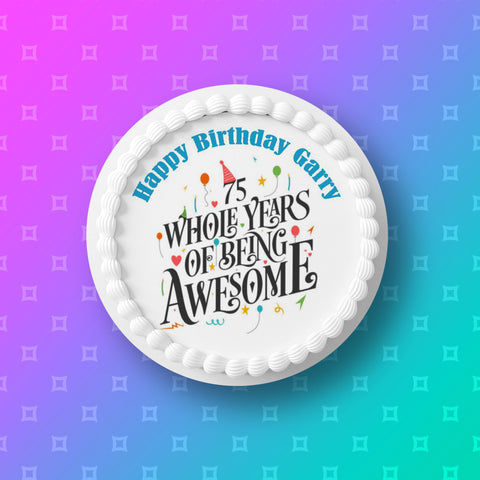 75th Birthday Edible Icing Cake Topper or Ribbon (04)
