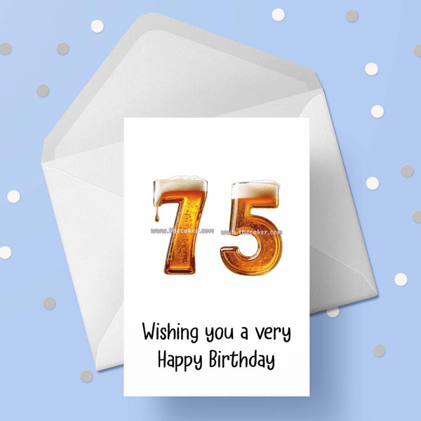 75th Birthday Card with Beer Numbers