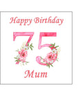 75th Birthday Pretty Pink Flowers Edible Icing Cake Topper or Ribbon