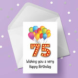 75th Birthday Card with Red Numbers