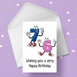 76th Birthday Funny Cartoon Numbers Edible Icing Cake Topper or Ribbon