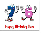 76th Birthday Funny Cartoon Numbers Edible Icing Cake Topper or Ribbon