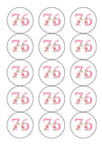 76th Birthday Pretty Pink Flowers Edible Icing Cake Topper or Ribbon