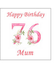 76th Birthday Pretty Pink Flowers Edible Icing Cake Topper or Ribbon