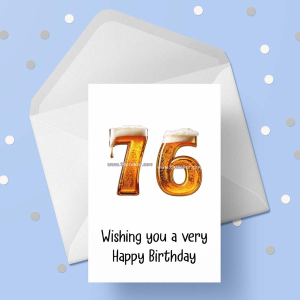76th Birthday Card with Beer Numbers