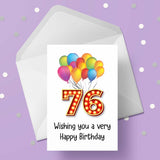 76th Birthday Card with Red Numbers