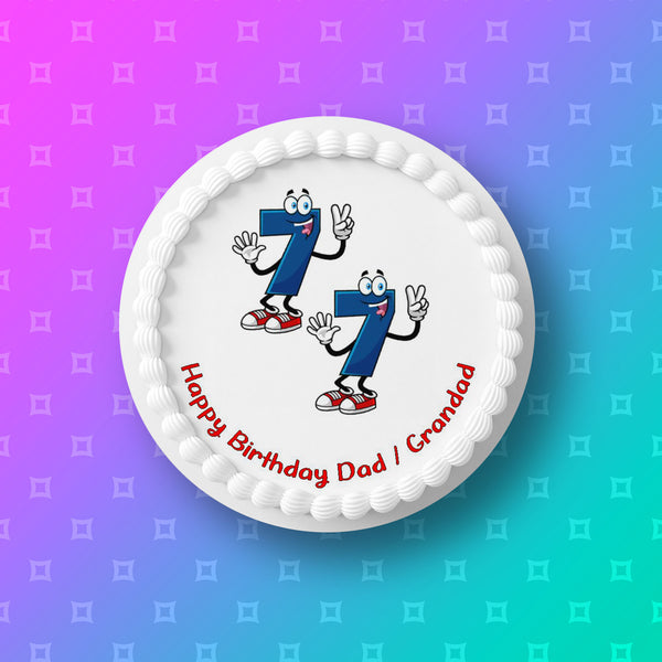 77th Birthday Funny Cartoon Numbers Edible Icing Cake Topper or Ribbon