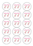 77th Birthday Pretty Pink Flowers Edible Icing Cake Topper or Ribbon