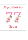 77th Birthday Pretty Pink Flowers Edible Icing Cake Topper or Ribbon