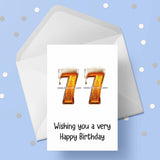 77th Birthday Card with Beer Numbers