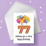 77th Birthday Card with Red Numbers