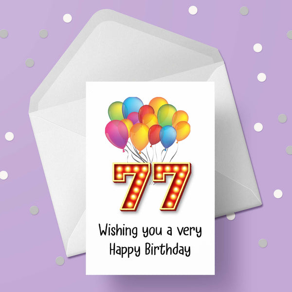 77th Birthday Card with Red Numbers