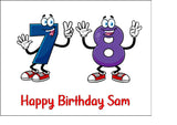 78th Birthday Funny Cartoon Numbers Edible Icing Cake Topper or Ribbon