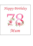 78th Birthday Pretty Pink Flowers Edible Icing Cake Topper or Ribbon