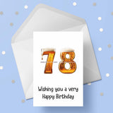 78th Birthday Card with Beer Numbers