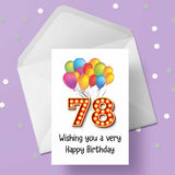 78th Birthday Card with Red Numbers