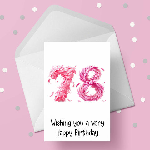 78th Birthday Pink Feathers Card