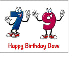 79th Birthday Funny Cartoon Numbers Edible Icing Cake Topper or Ribbon