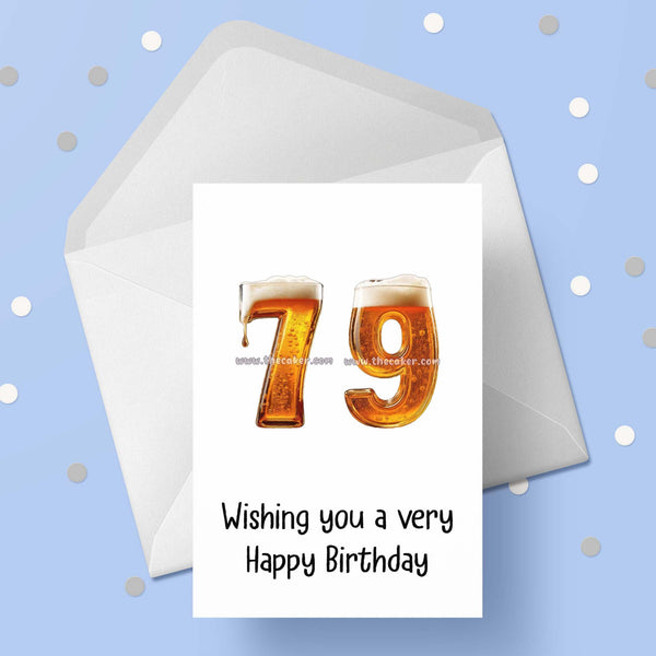 79th Birthday Card with Beer Numbers