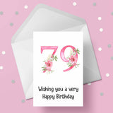 79th Birthday Card with Pretty Pink Flowers