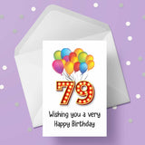 79th Birthday Card with Red Numbers