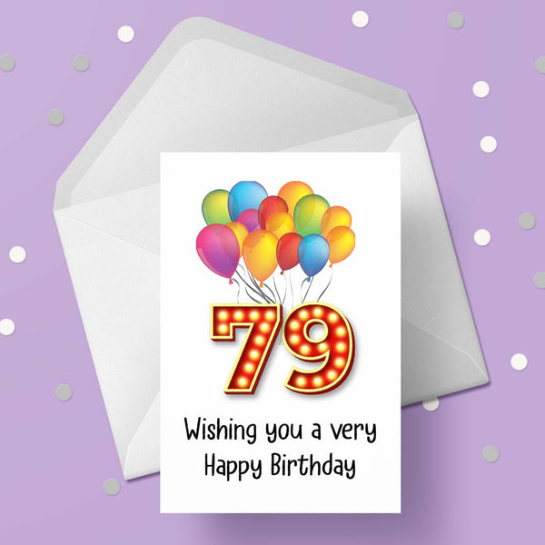 79th Birthday Card with Red Numbers