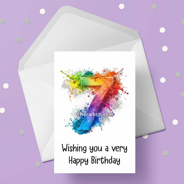 07 7th Birthday 04 Birthday Card with Rainbow number