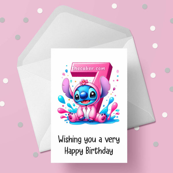 07 7th Birthday 06 Birthday Card with Stitch