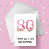 80th Birthday Flowers Edible Icing Cake Topper or Ribbon
