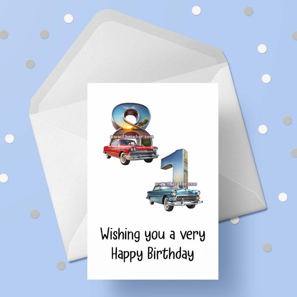 81st Birthday Card with Cars