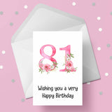 81st Birthday Flowers Edible Icing Cake Topper or Ribbon
