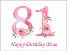 81st Birthday Flowers Edible Icing Cake Topper or Ribbon